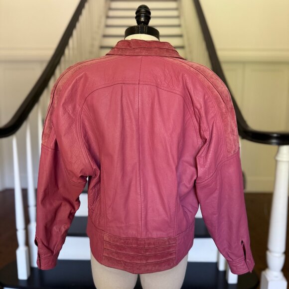 Vintage 80s Mauve Pink Leather Suede Jacket StreetWear Street Style FlyGirl Alt - Picture 4 of 12